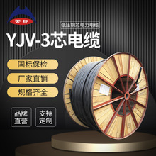 【厂家批发】天环 ZC-YJV低压铜芯3芯国标阻燃电缆线