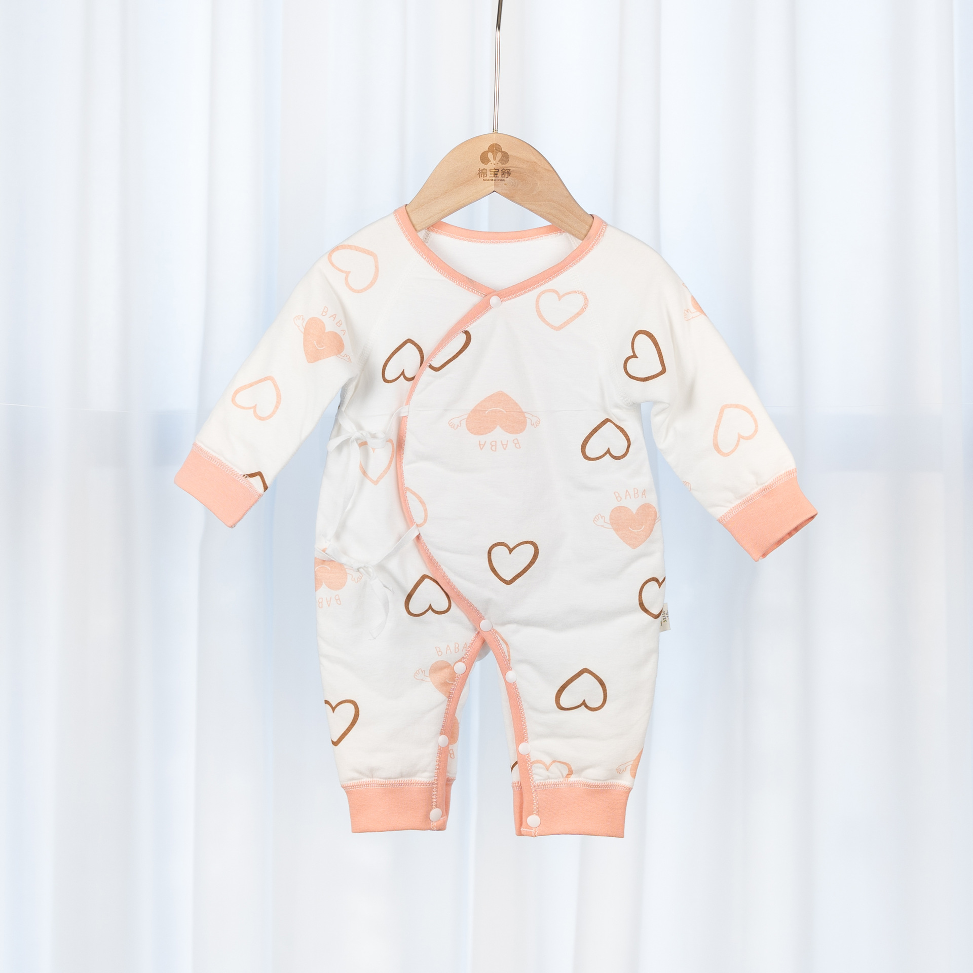 秋冬夹棉婴儿连体衣无骨保暖蝴蝶衣新生儿衣服宝宝爬服哈衣和尚服