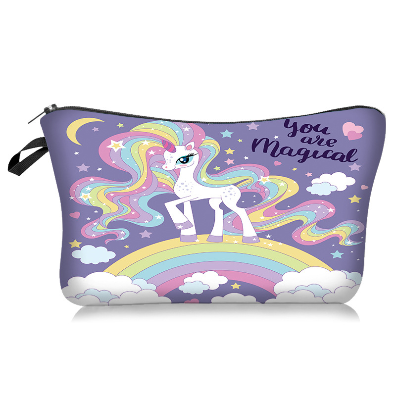 Foreign Trade New Cartoon Unicorn Alpaca Series Cosmetic Bag Handheld Storage Wash Bag Lazy Portable