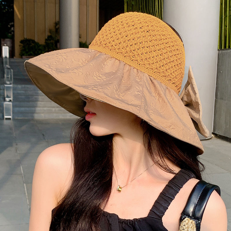 Hat Female Summer Sun Protection Uv Protection Fisherman Hat Cover Face Black Glue Sun Hat Breathable Big Brim Empty Top Hat