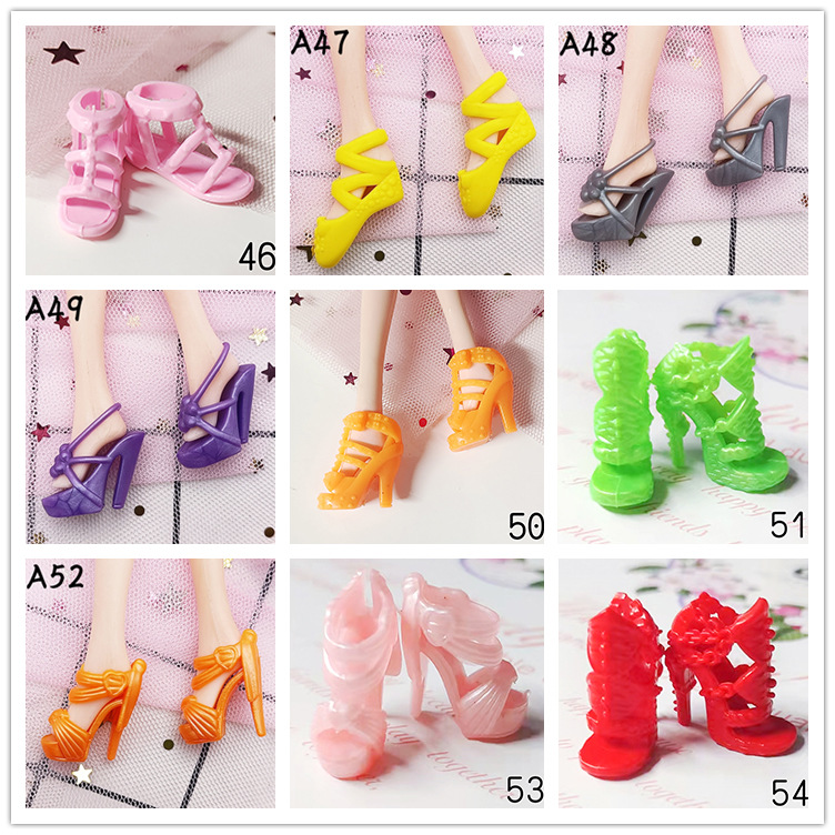 30厘米乐乐芭比娃娃高跟鞋小黑鞋凉鞋女孩过家家玩具配件鞋子礼物