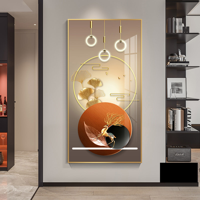 现代简约玄关晶钻装饰画进门墙画客厅走廊过道挂画入户正对门壁画