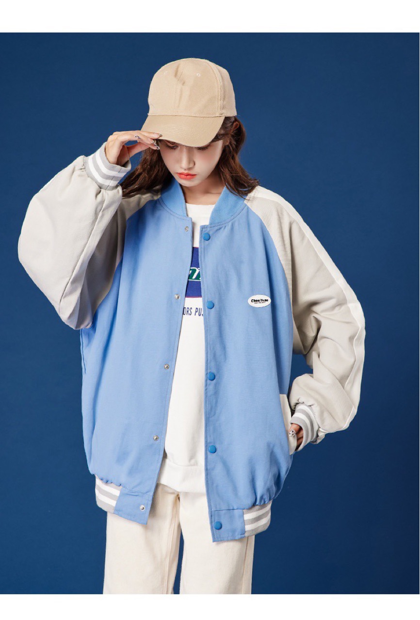 春季大版潮刺绣棒球服外套上衣蓝色女装学生服装实体直播供货批发