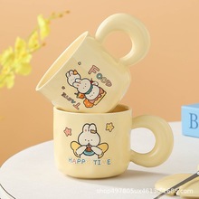 奶fufu陶瓷杯带盖子带勺子可爱兔子伴手礼情侣男女咖啡喝水高颜值