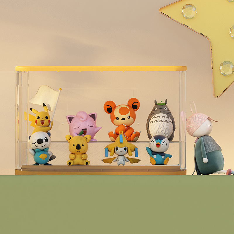 卡通动漫公仔展柜收纳盒阶梯式透明展示架玩具模型防尘手办收纳盒
