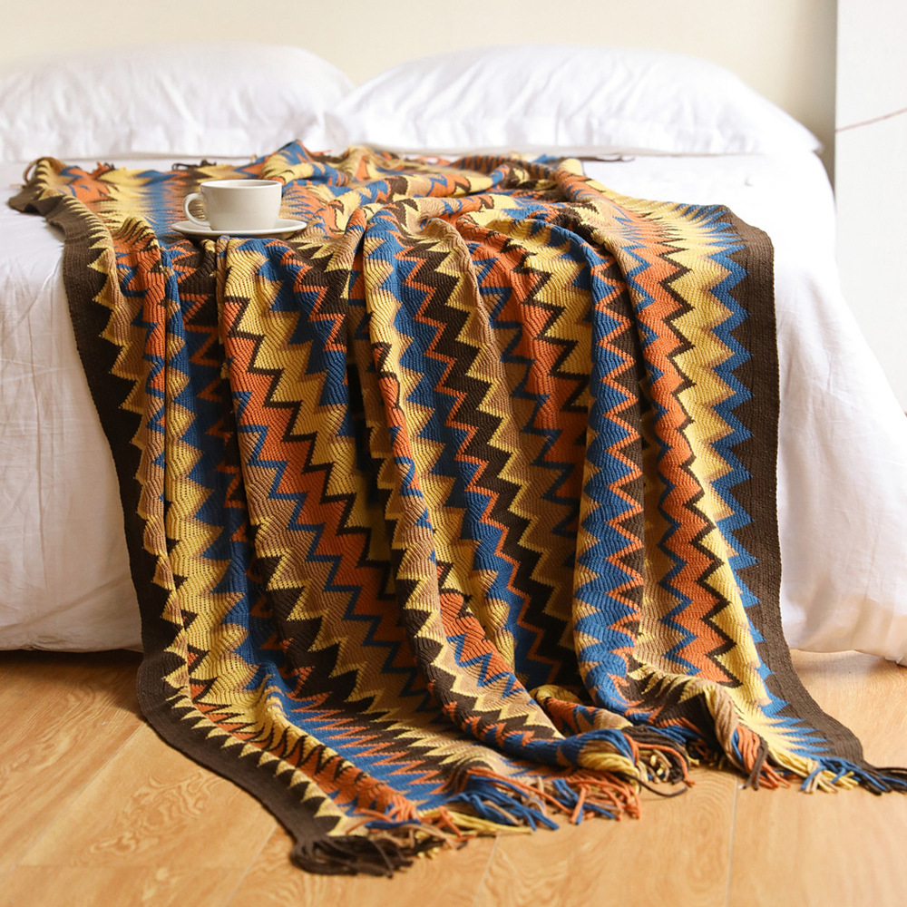 波西米亚简约风流苏毯北欧空调毯办公室午睡毯沙发小盖毯针织毯子