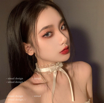 纯欲蕾丝蝴蝶结项链女项圈choker脖子颈链丝带锁骨链少女配饰颈带