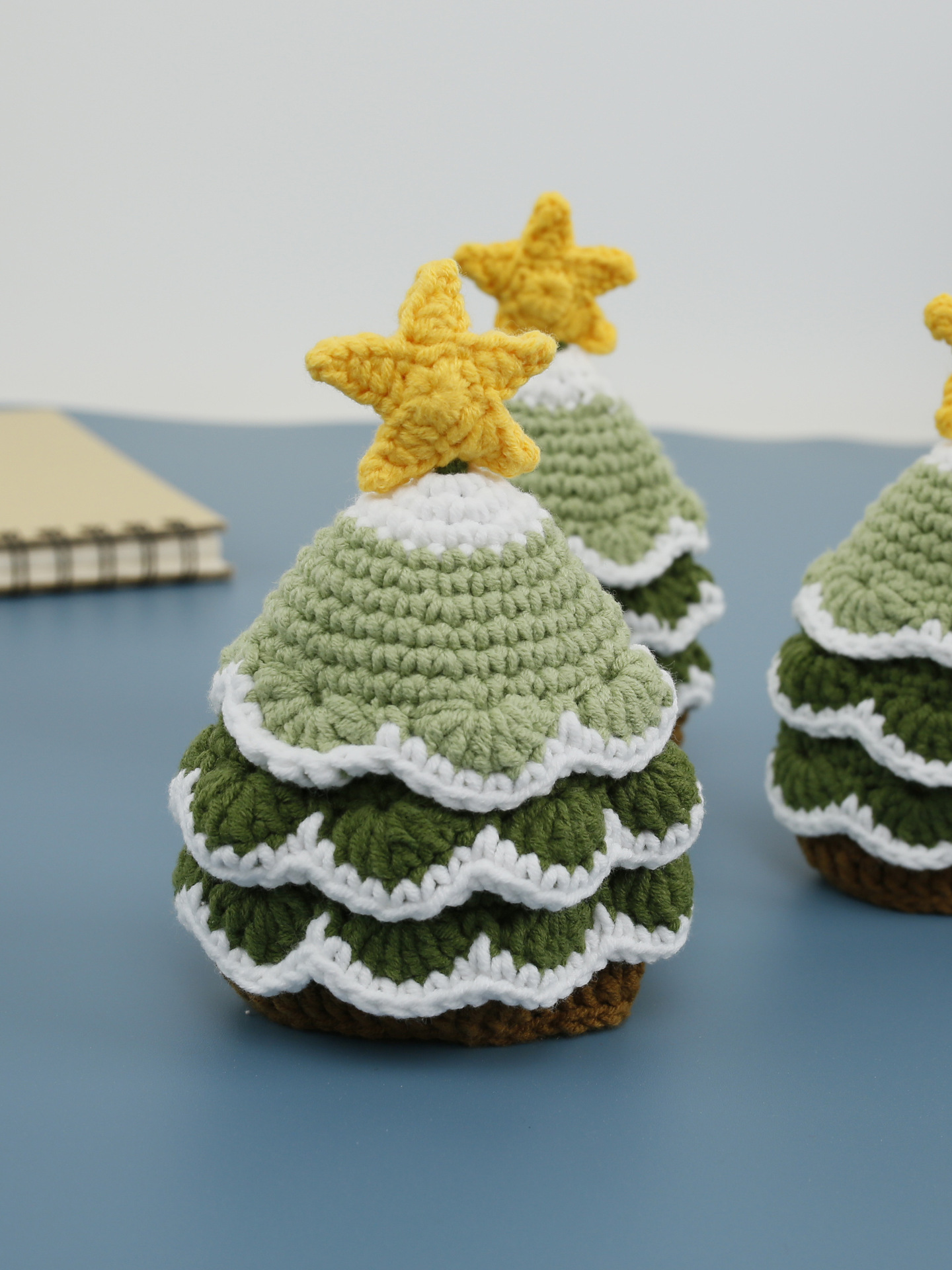 甜美圣诞树手工编织钥匙包 新款毛线钩织车钥匙保护套 手作钥匙挂