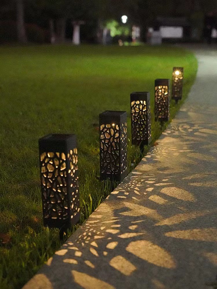 Amazon Cross-Border Path Light Solar Lawn Lamp Garden Light Guide Garden Lamp Outdoor Plug-in Hollow Light