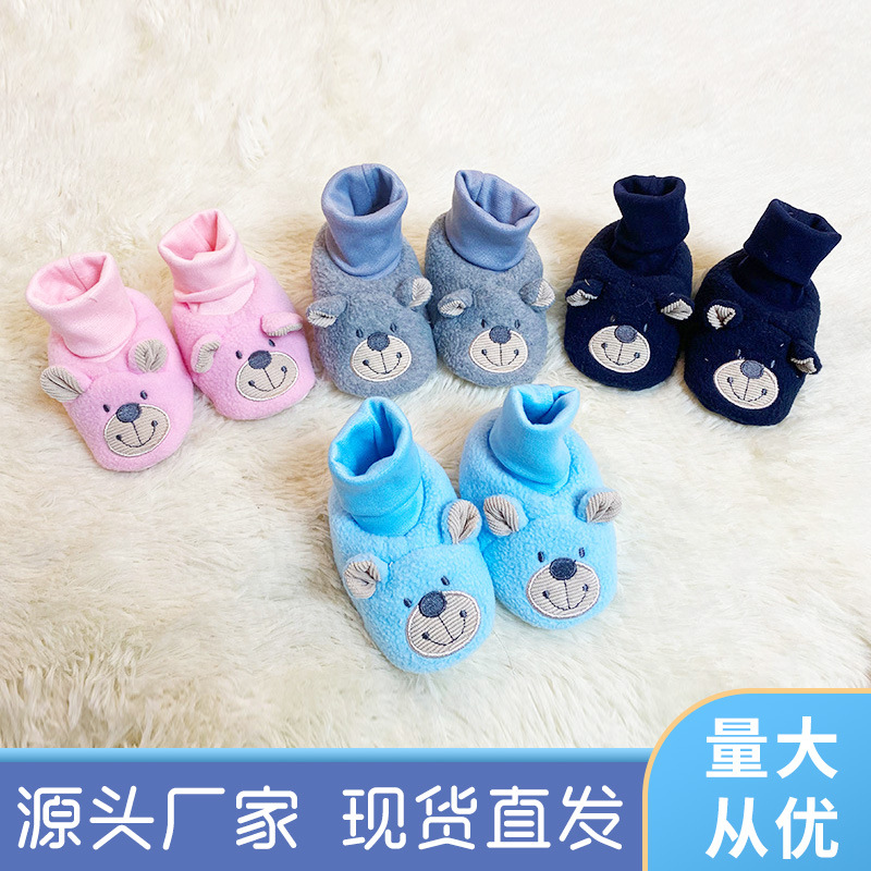 0-1 Years Old Newborn Baby Autumn and Winter Shoes 3-6-12 Months Old Baby Anti-Fall Soft Bottom Toddler Socks Tube Shoes Anti-Fall