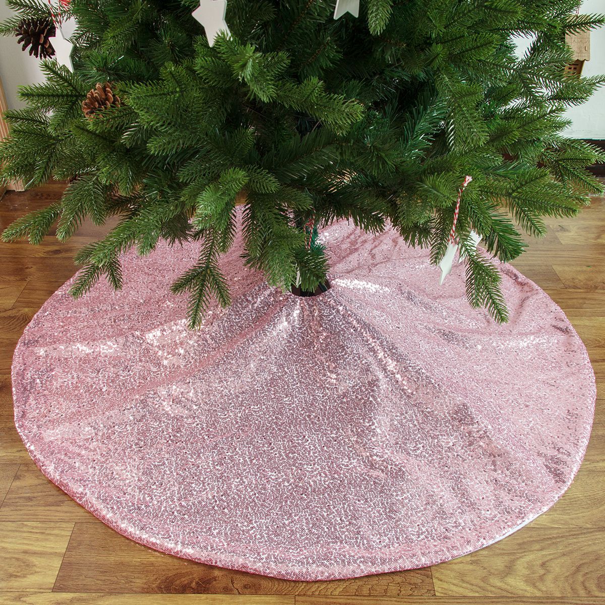 New Embroidery Sequins Tree Skirt Gold Christmas Decoration Christmas Tree Bottom Decoration Apron Floor Mat Sequins Christmas-Tree Skirt