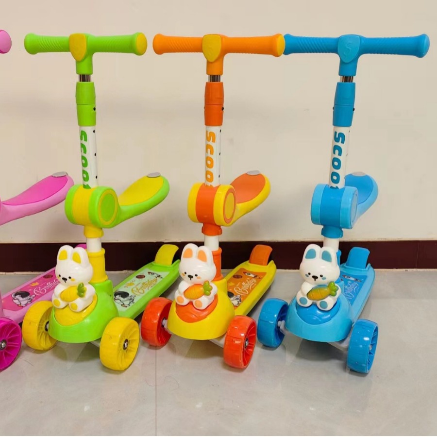 儿童滑板车3-6岁音乐闪光轮厂家跨境批滑行车可折叠三合一溜溜车