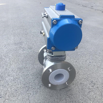 气动衬氟法兰球阀 q641pfa-10p 双作用气动衬pfa球阀
