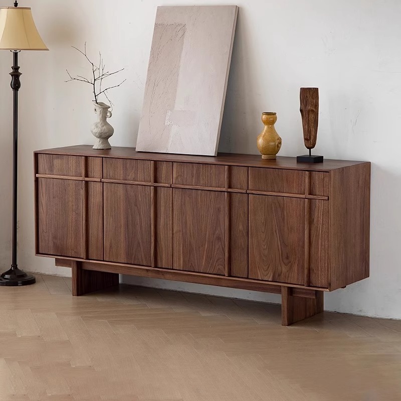 中古北美黑胡桃木小户型餐边柜复古北欧斗柜玄关柜实木茶水收纳柜