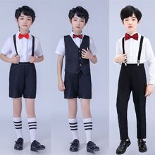 儿童花童钢琴舞台演出服中小学诗歌朗诵表演服男童衬衣新款套装