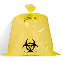 现货80*100PP高温灭菌135度黄色医疗垃圾袋 工厂发货平口垃圾袋