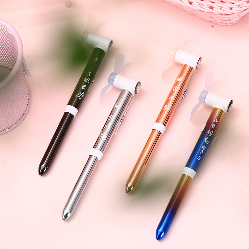 81643 斯普维加文具批发 sv-10089奶茶趣事金属渐变圆柱风扇笔