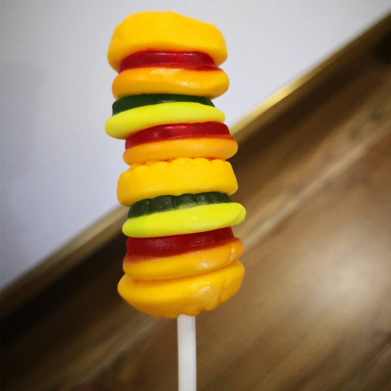 20支盒装马卡龙汉堡软棒棒糖 创意儿童休闲零食品橡皮水果味软糖