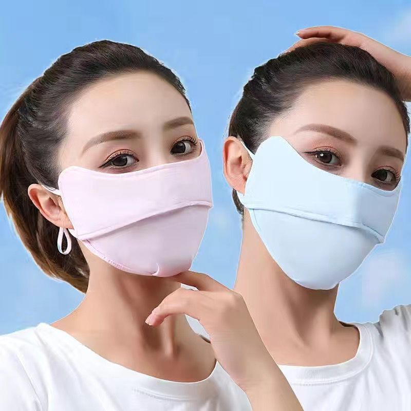 Ice Silk Sun Protection Mask Female UV Protection Outdoor Riding Sun Protection Opening Breathable Cool Wind Thin Type Sunscreen Mask Cotton