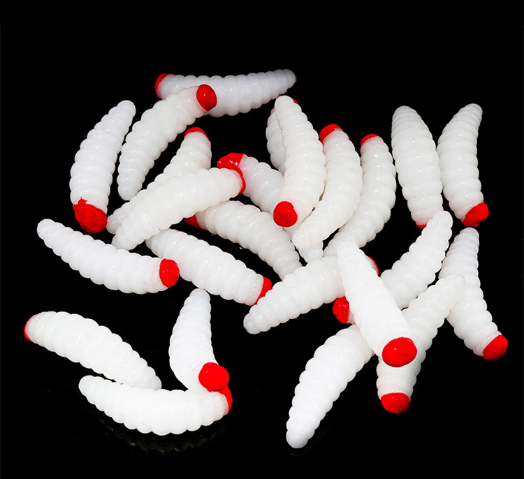 红头面包虫100粒/盒套装批发 路亚蠕虫假饵仿生饵软饵蛆 工厂优惠