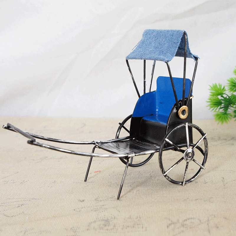 Manual Metal Welding Yellow Car Model Coachman Home Decoration Simple Chinese Retro Export