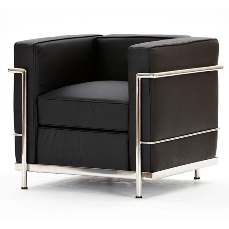 不锈钢办公沙发组合商务会客接待柯布西耶lc23设计师简约真皮家具