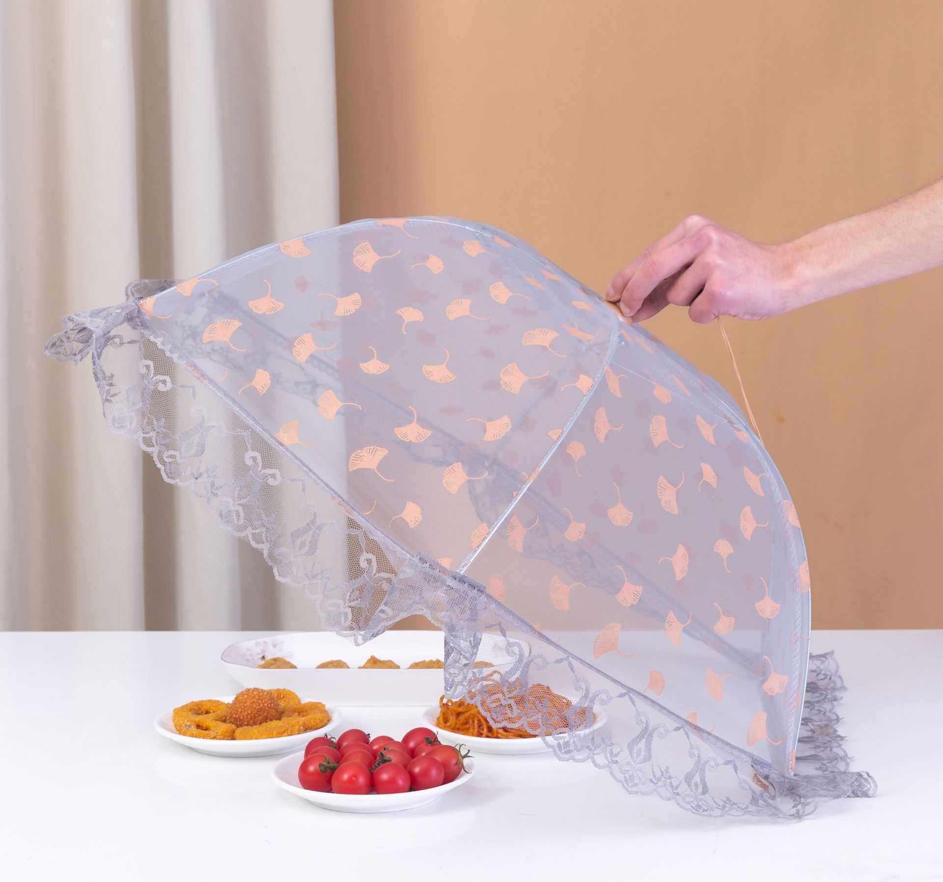 新款菜罩子蕾丝折叠食物罩剩饭菜罩家用餐桌罩圆形防尘罩现货批发