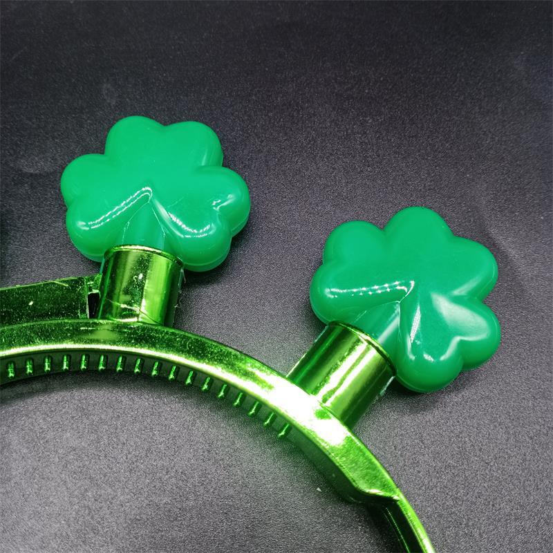 St Patrick's Day Led Four-Leaf Clover Headband Irish Festival Luminous Headband 4 Lights Flash Bulb Headdress