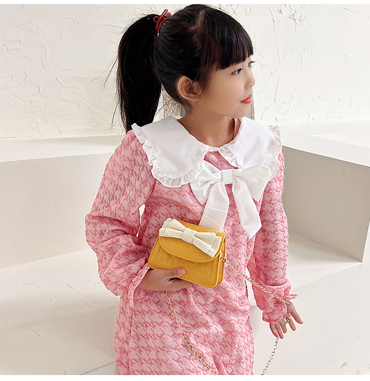 Princess Style Rhombus Children's Single-Shoulder Bag 2023 New Bow Messenger Bag Cute Fashion Pouches Wholesale