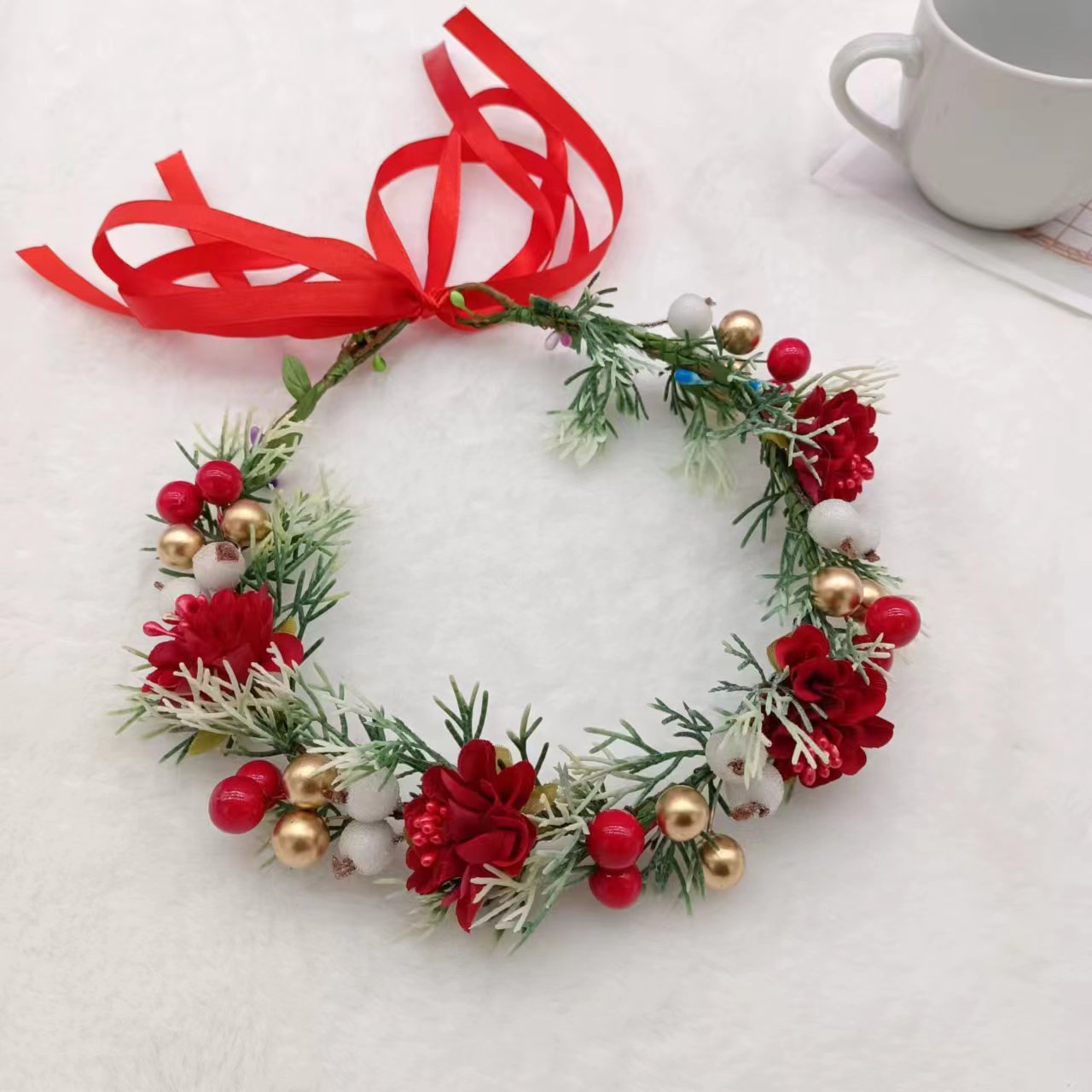 跨境圣诞节花环头饰节日庆祝儿童表演拍照头饰发带-阿里巴巴