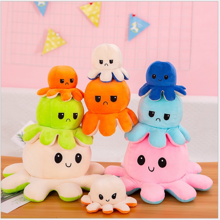 Octopus Cross-Border Flip Octopus Doll Double-Sided Flip Doll Small Plush Toy Push Activity Face Changing Gift