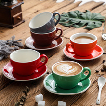 200CC白边陶瓷咖啡杯碟大容量咖啡杯拉花卡布奇诺拿铁摩卡杯LOGO