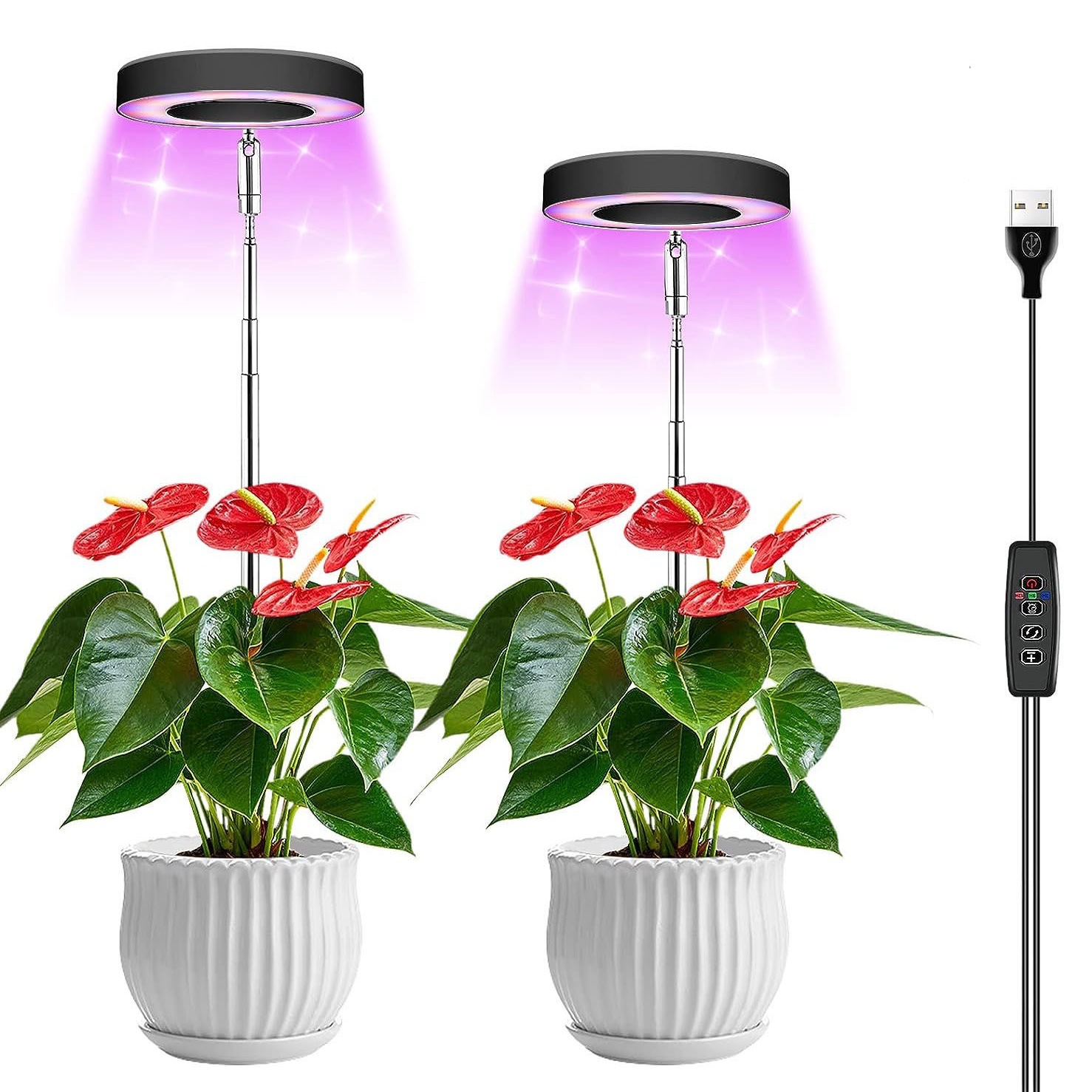新品插地植物补光增色灯定时USB伸缩式上色全光谱LED花卉植物生长