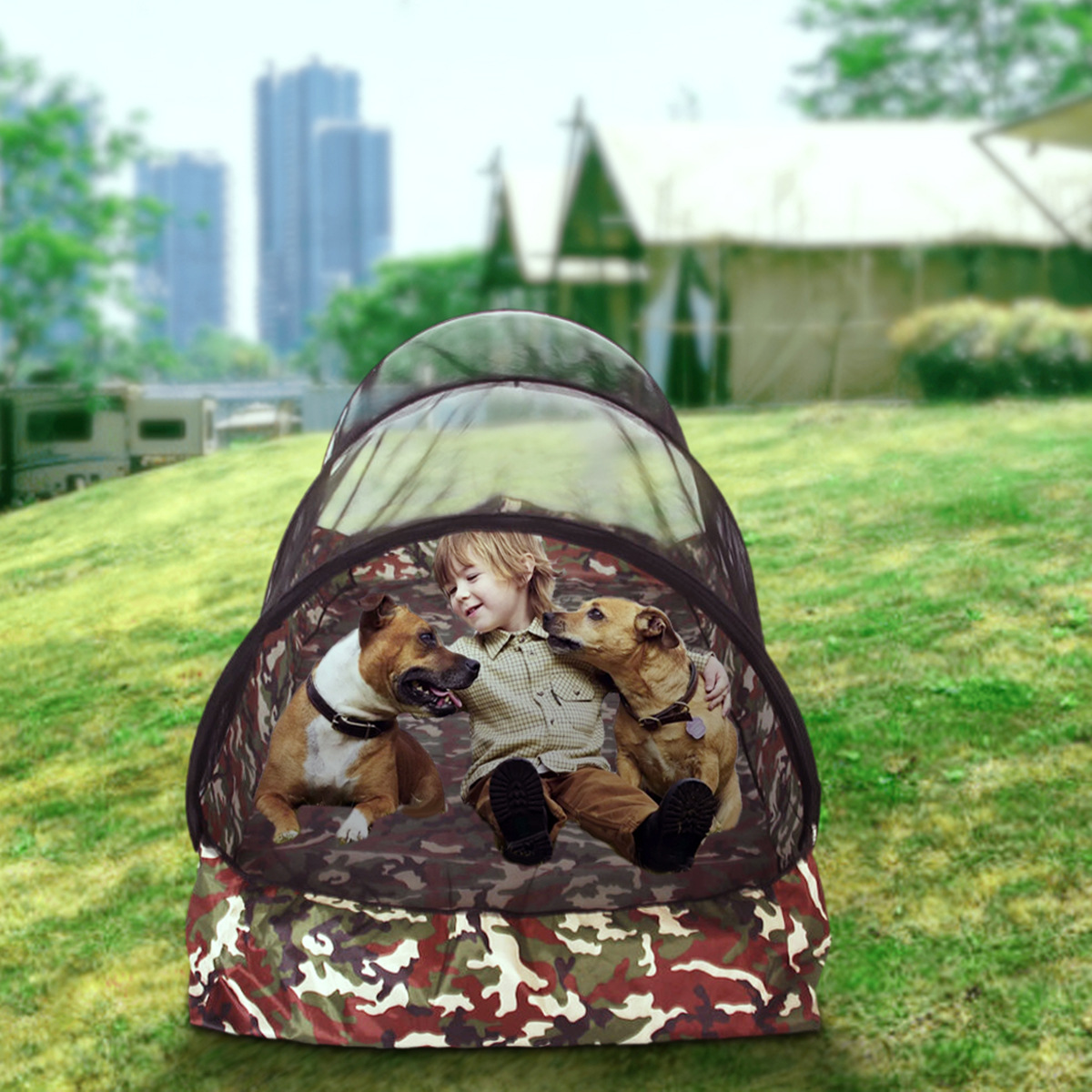 Outdoor Camouflage Outdoor Portable Portable Waterproof Insect-Proof Installation-Free Foldable Student Military Training Single Marching Mosquito Net