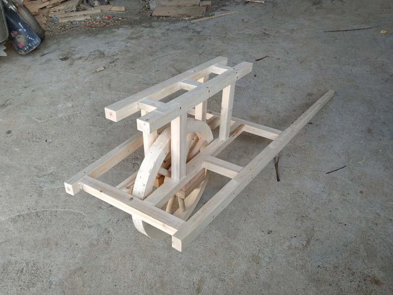 军民大团结木制独轮车平衡车手推车 幼儿园亲子大生产活动道具