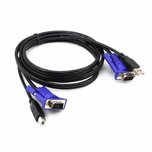 KVM切换器连接配线 KVM线 USB打印+VGA双并线键鼠连接线 1.5米