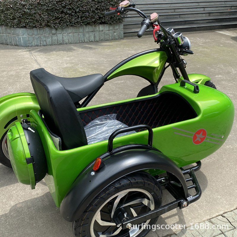 i7哈雷太子边三轮电动车挎斗边三轮电动三轮电动车代步挎子电动车