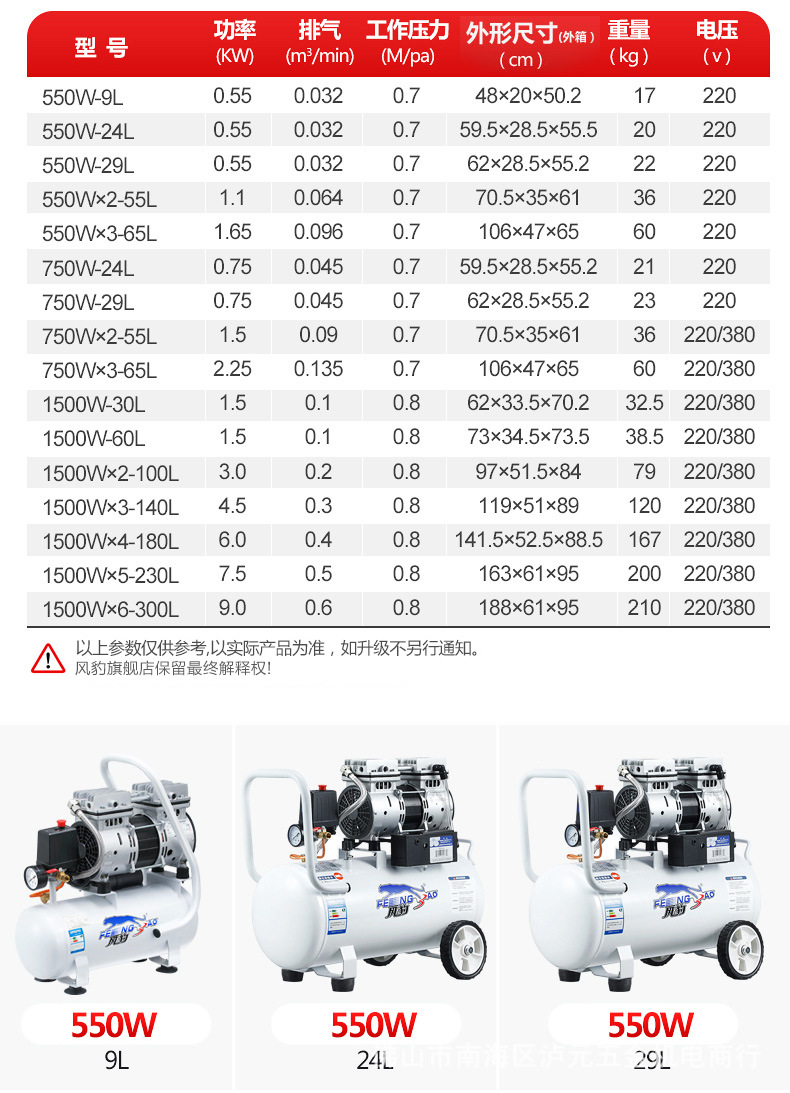 无油机型号详情图片