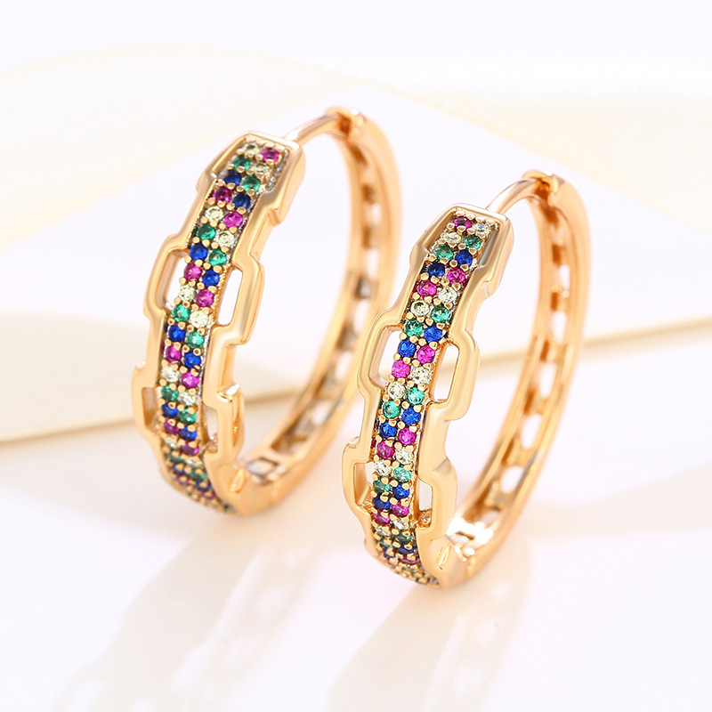 Xuping Jewelry Color Artificial Gemstone Fashion Earclip Earrings Female Europe and America Cross Border Personality Affordable Luxury Rhinestone Earrings