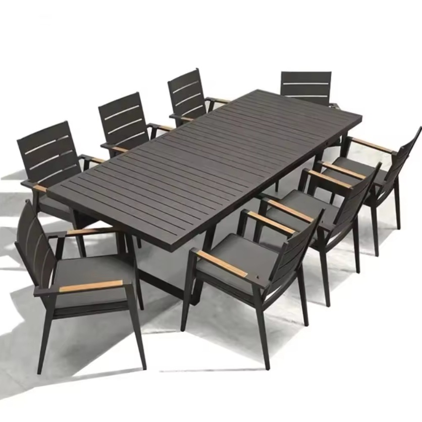 批发餐厅桌椅套装花园现代庭院家具户外金属餐桌椅子套装