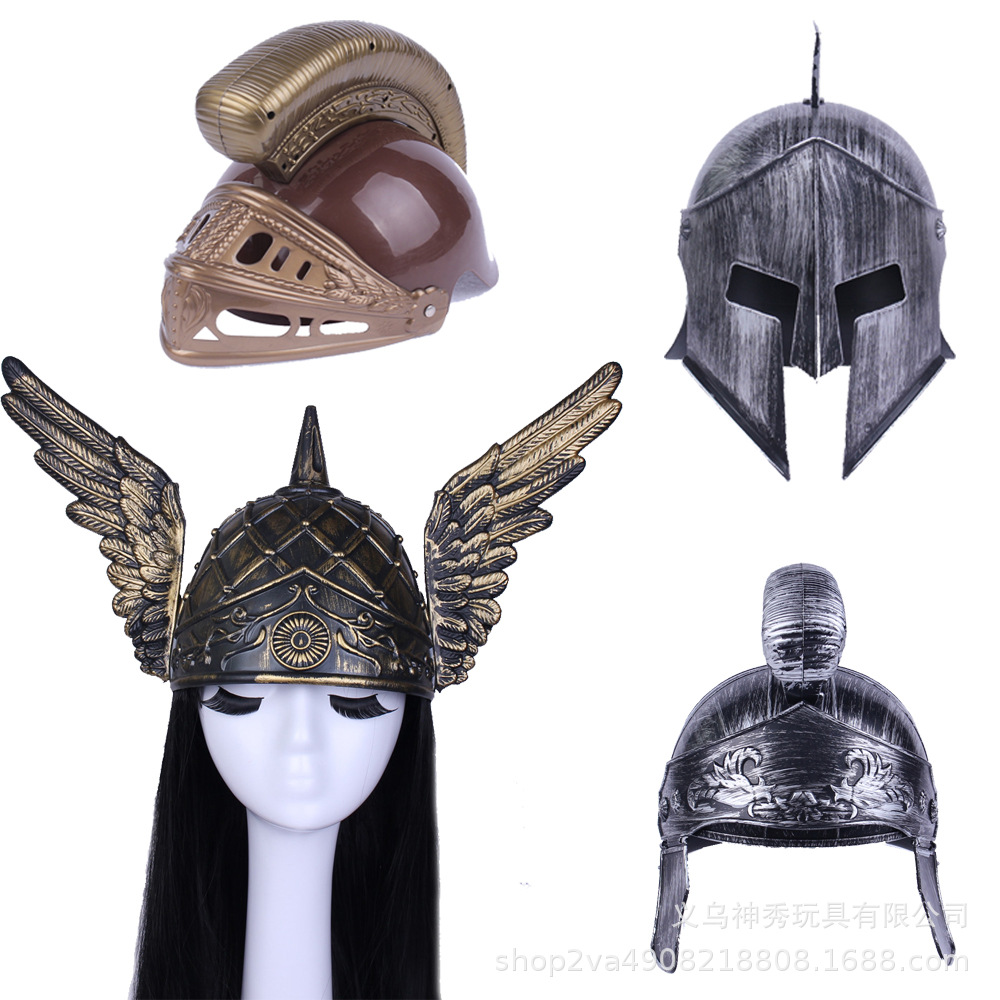 1林芳万圣节装扮罗马勇士帽子将军铠甲战士帽骑士斯巴达帽子道具