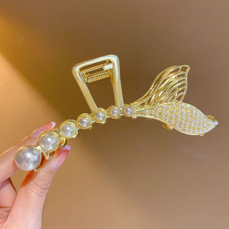 Metal Hair Claw Large Pearl Rhinestone Shark Clip Headdress Online Best-Selling Product Clip Hair Claws