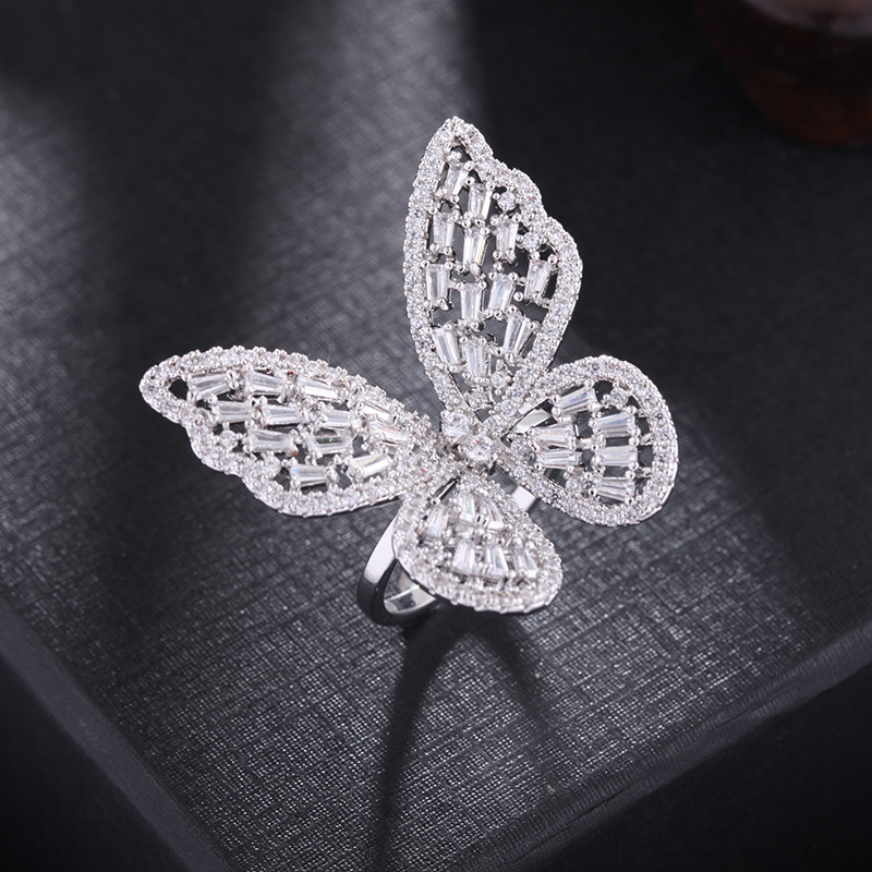 Light Luxury Index Finger Ring Fashionmonger Personalized Jewelry Hollow Three-Dimensional Butterfly Ring Liyu Accessories Jewellery Ring Custom