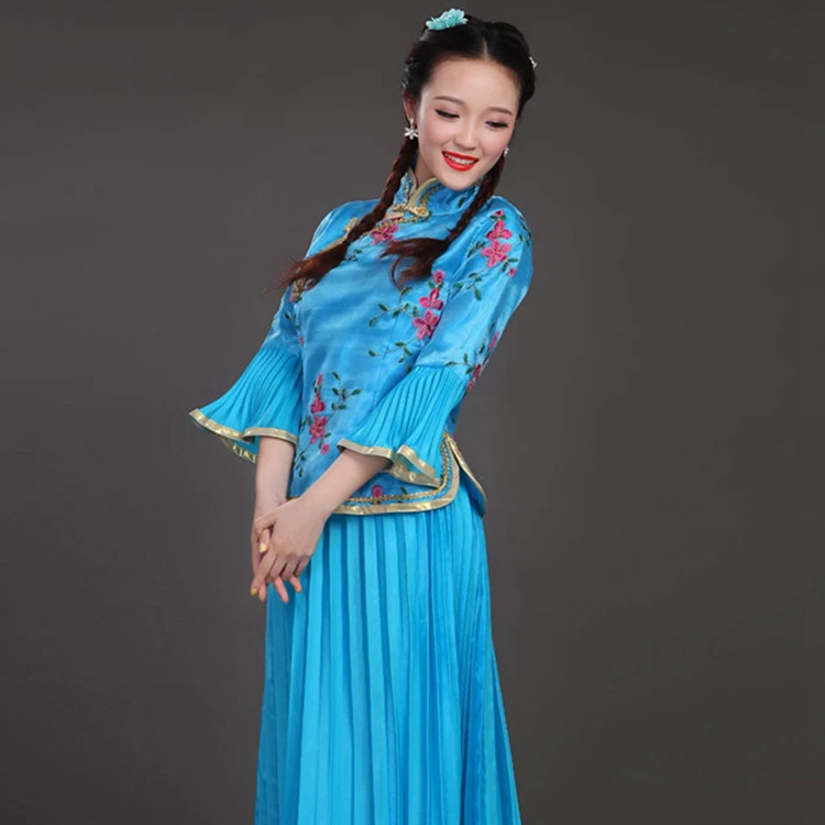 民国古装中式伴娘服小凤仙戏服小姐装儿童古筝演出服女舞台演出春