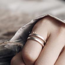 设计开口925银戒指女 手工素银情侣对戒饰品 复古潮流指环男