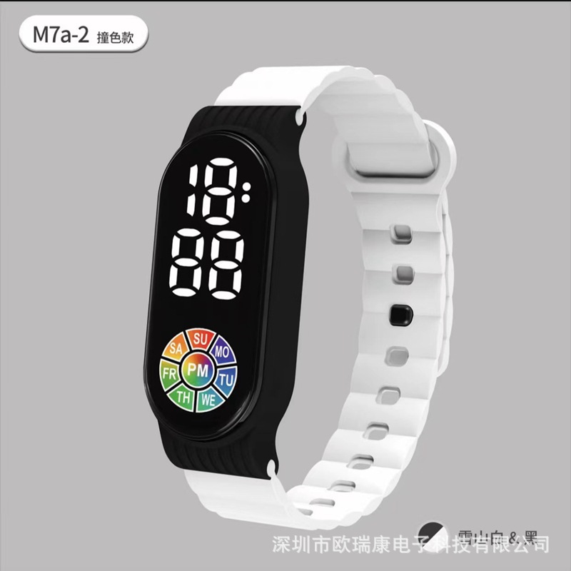 New LED Contrast Color Electronic Watch M7a-2 Student Ins Style Sporty Simplicity Fashion Factory Spot Straight