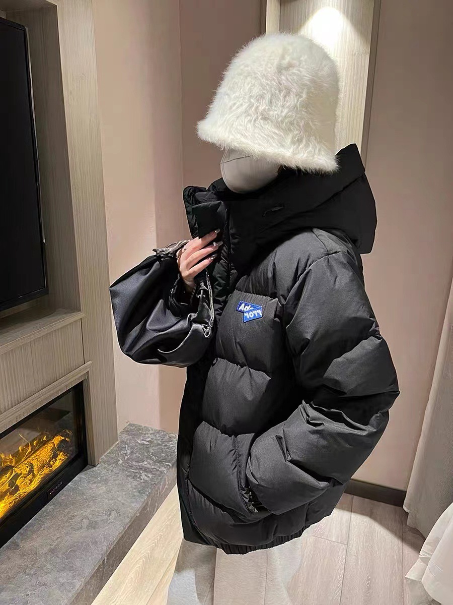 ader秋冬新款加厚刺绣叠标韩版小众羽绒服情侣外套连帽棉服现货