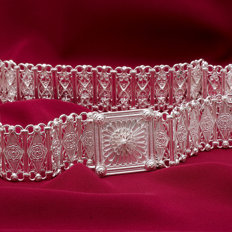 桂菲珠宝 银腰带999纯银男士傣族扣头银腰带云南纯手工银腰链