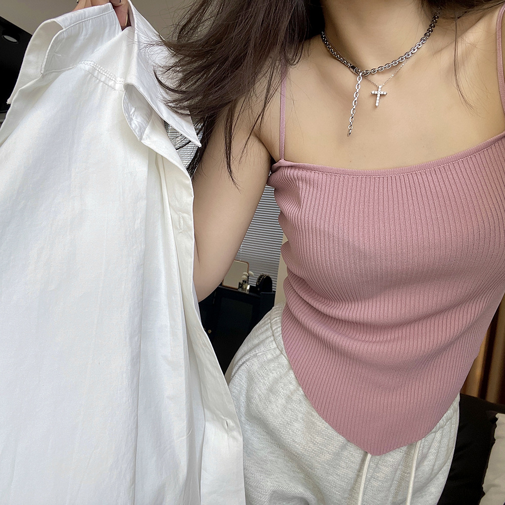 仓古木糖果色性感小吊带女22春夏新品韩版时髦显瘦针织内搭0018