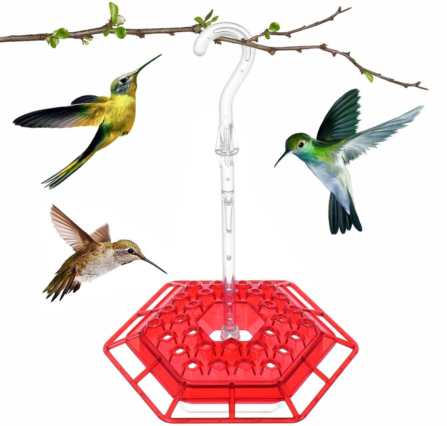 新品hummingbird feeder 悬挂式六边形带钩蜂鸟喂食器花园喂鸟器